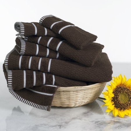 HASTINGS HOME Combed Cotton 6 piece Set with 2 Bath Towels, 2 Hand Towels and 2 Washcloths | Chocolate Brown 334908YQN